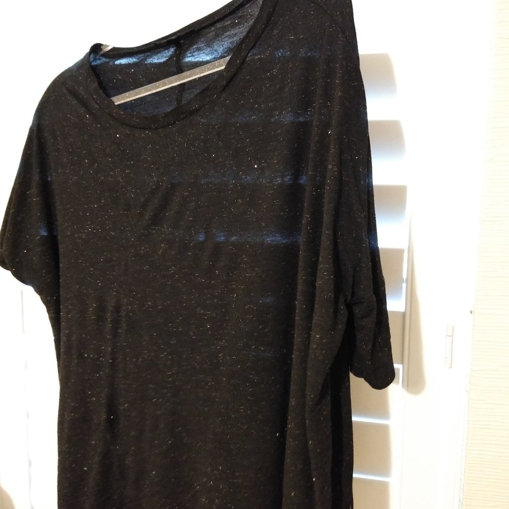 3/4 sleeve black shirt with gold threads